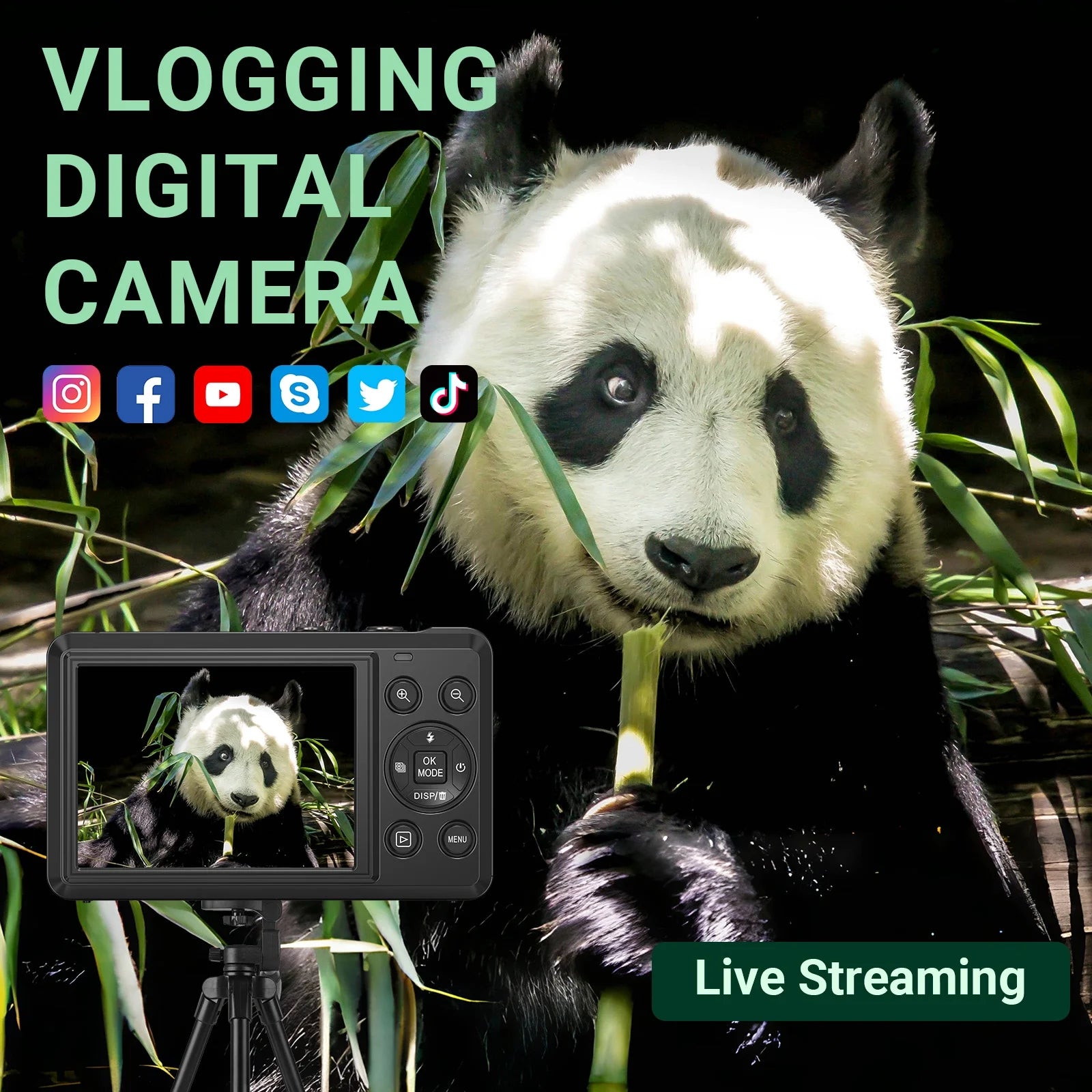 Digital Camera 4K UHD 64MP 16X Digital Zoom Autofocus Compact Camera with 32GB SD Card