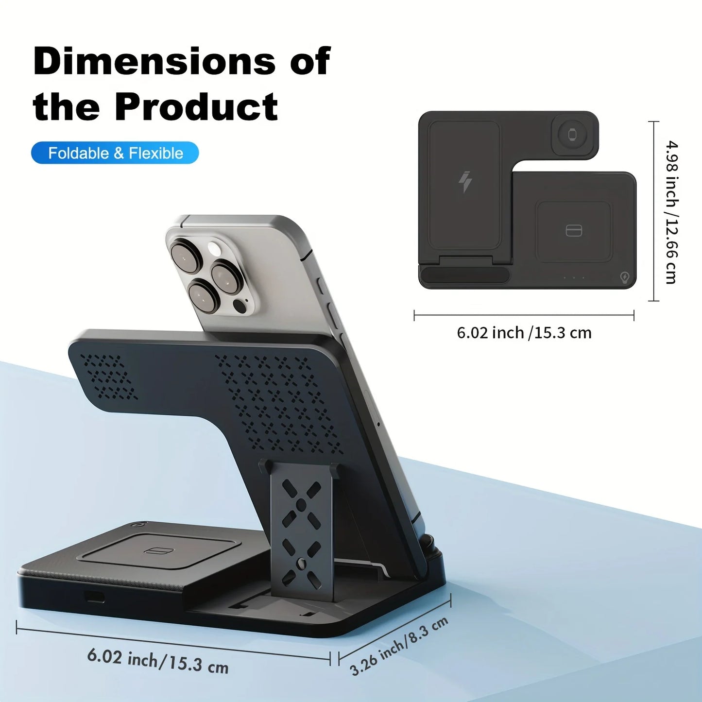 Wireless Charger,Magnetic Charging Stand Compatible with Iphone 17 16 15 14 13 12 11 Pro Max plus XS XR X 8,Charger for Apple Watch 9 8 7 6 5 4 3 2 SE, for Airpods 3 2 Pro,3 in 1 Charging Station