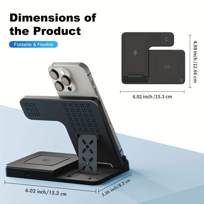 Wireless Charger,Magnetic Charging Stand Compatible with Iphone 17 16 15 14 13 12 11 Pro Max plus XS XR X 8,Charger for Apple Watch 9 8 7 6 5 4 3 2 SE, for Airpods 3 2 Pro,3 in 1 Charging Station