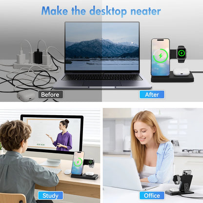 Wireless Charger,Magnetic Charging Stand Compatible with Iphone 17 16 15 14 13 12 11 Pro Max plus XS XR X 8,Charger for Apple Watch 9 8 7 6 5 4 3 2 SE, for Airpods 3 2 Pro,3 in 1 Charging Station
