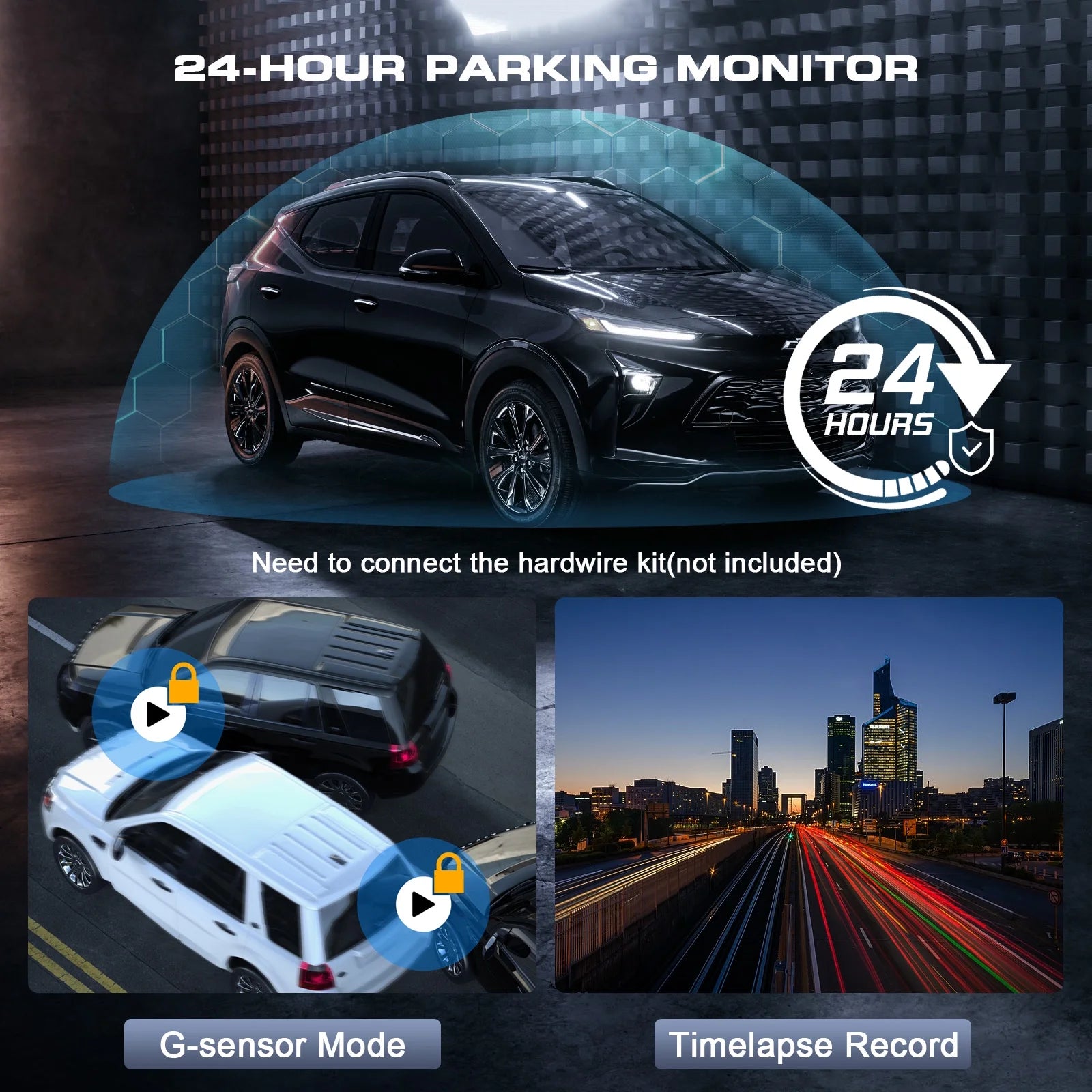 3 Channel Dash Cam Front and Rear, 4K/2.5K + 1080P Premium Car Camera for Cars with Wi-Fi GPS, Night Vision, 3.16" IPS Touchscreen, 24H Parking Mode, WDR, Type-C, 64GB SD Card Included