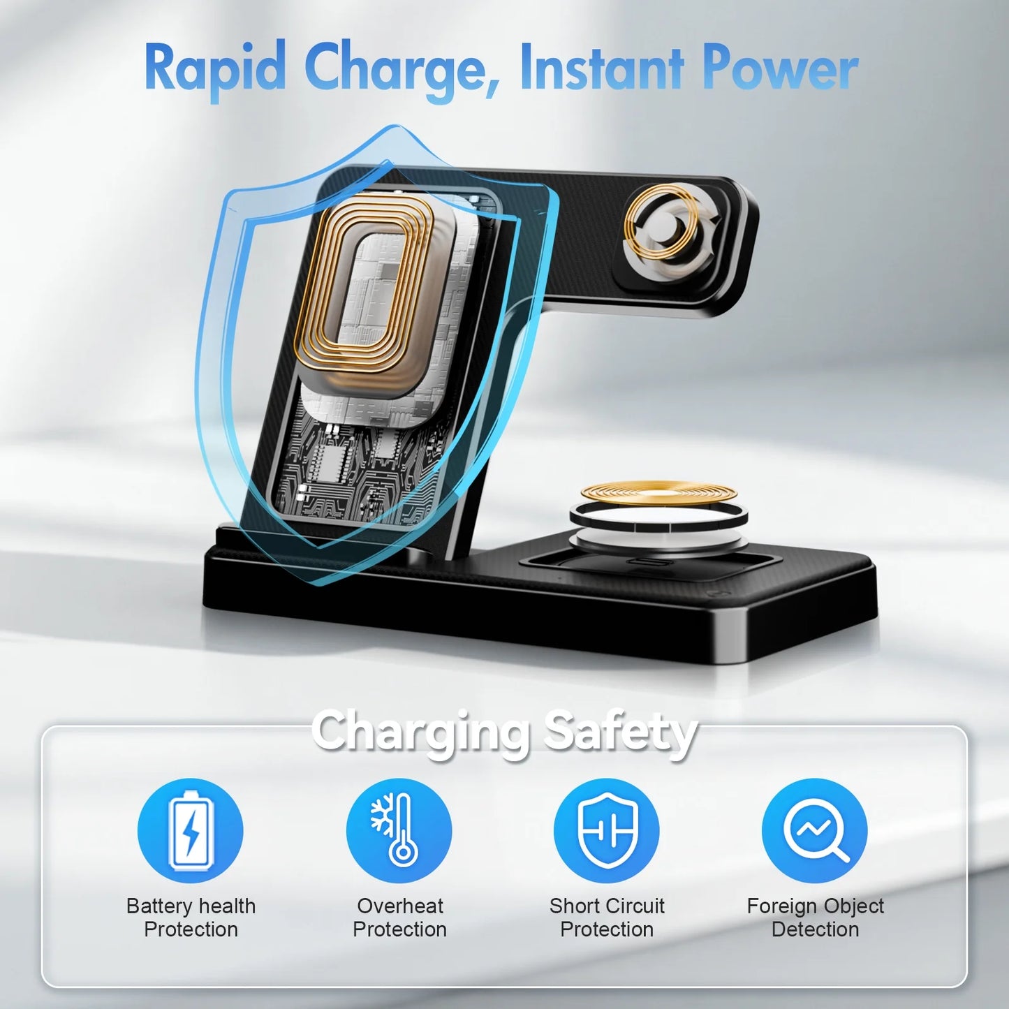 Wireless Charger,Magnetic Charging Stand Compatible with Iphone 17 16 15 14 13 12 11 Pro Max plus XS XR X 8,Charger for Apple Watch 9 8 7 6 5 4 3 2 SE, for Airpods 3 2 Pro,3 in 1 Charging Station