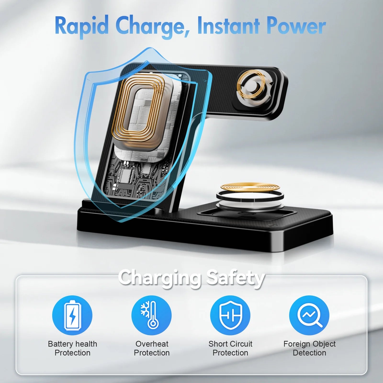 Wireless Charger,Magnetic Charging Stand Compatible with Iphone 17 16 15 14 13 12 11 Pro Max plus XS XR X 8,Charger for Apple Watch 9 8 7 6 5 4 3 2 SE, for Airpods 3 2 Pro,3 in 1 Charging Station