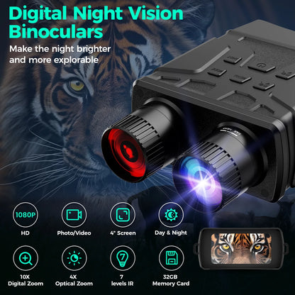 Night Vision Goggles, 7 Level Infrared Digital Night Vision Binoculars 32GB HD Photo and Video Capture, Type-C Rechargeable
