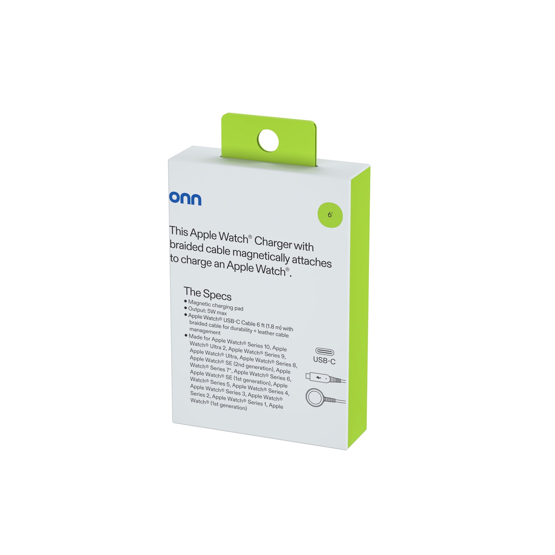 . Apple Watch Series 6FT USB-C Smart Watch Charger, White