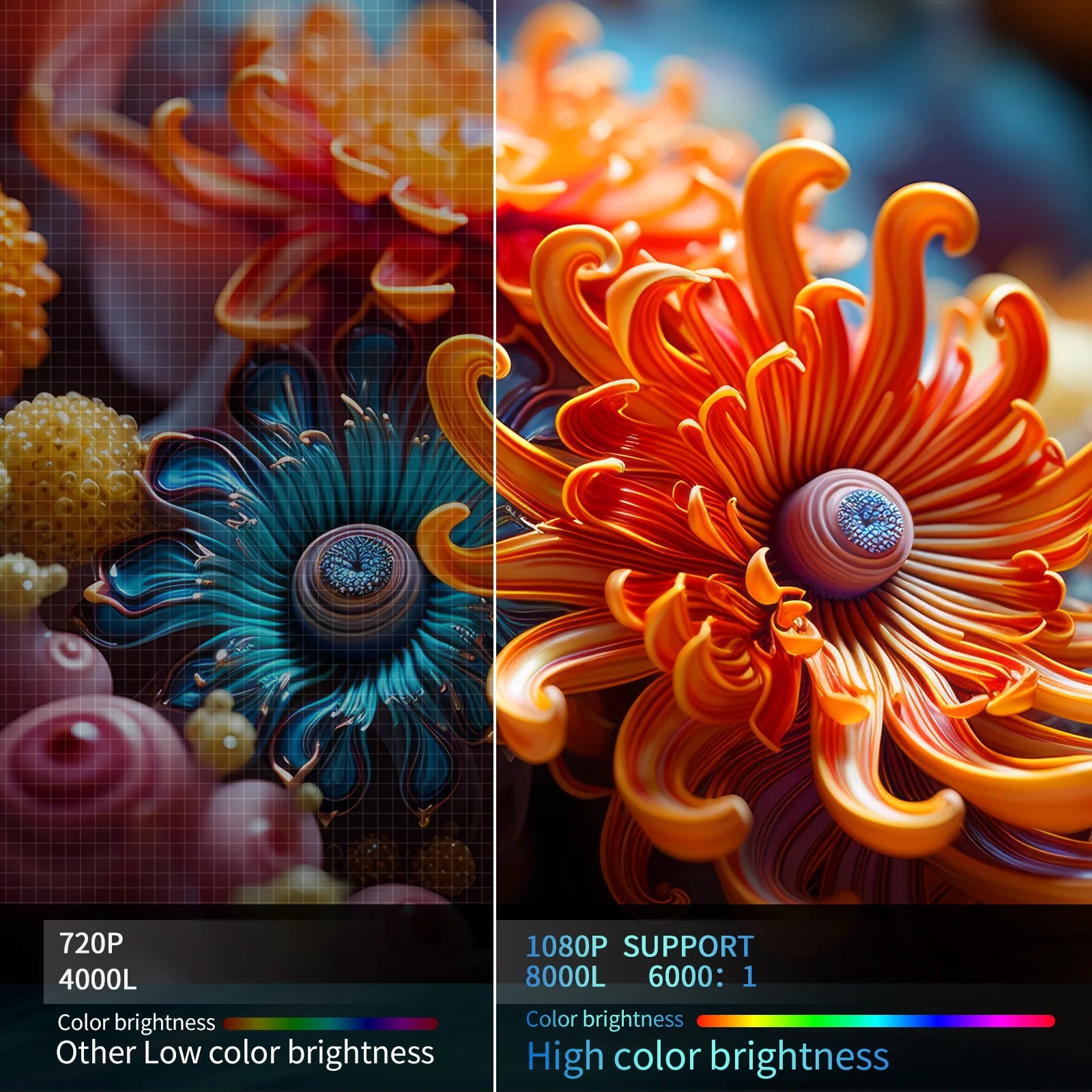 Mini Projector, Portable Projector 1080P, Movie Projection Compatible with Android/Ios White 1PC